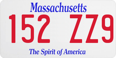 MA license plate 152ZZ9
