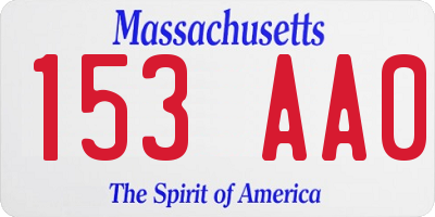 MA license plate 153AA0