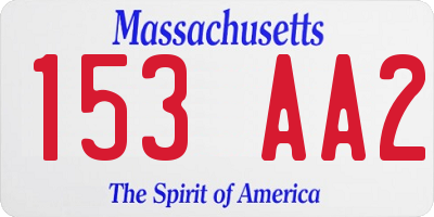MA license plate 153AA2