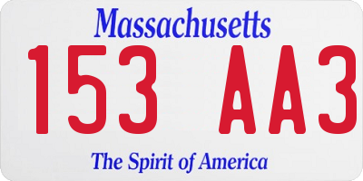 MA license plate 153AA3