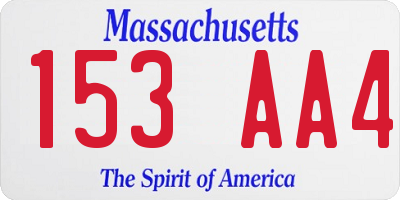 MA license plate 153AA4