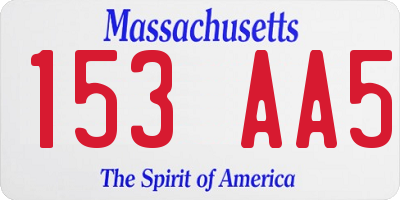 MA license plate 153AA5