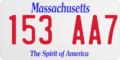 MA license plate 153AA7