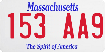 MA license plate 153AA9