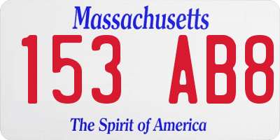 MA license plate 153AB8