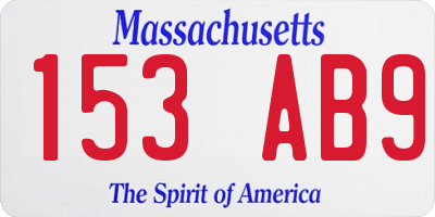 MA license plate 153AB9
