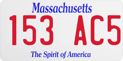 MA license plate 153AC5