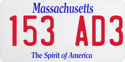 MA license plate 153AD3