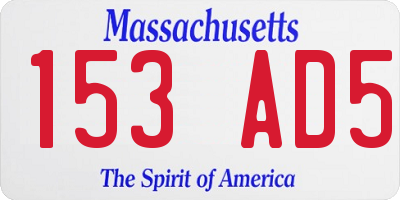 MA license plate 153AD5