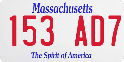 MA license plate 153AD7