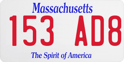 MA license plate 153AD8
