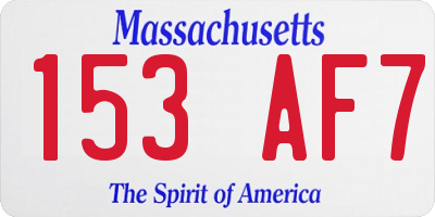 MA license plate 153AF7