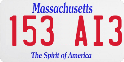 MA license plate 153AI3