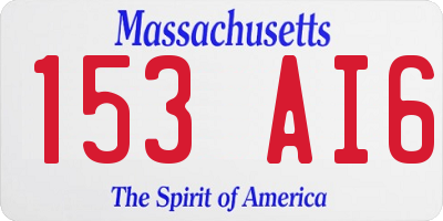 MA license plate 153AI6