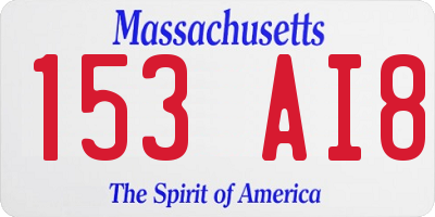 MA license plate 153AI8