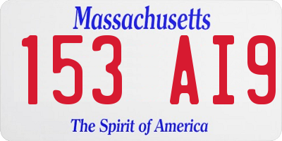 MA license plate 153AI9