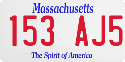 MA license plate 153AJ5