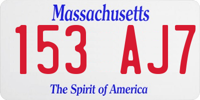 MA license plate 153AJ7