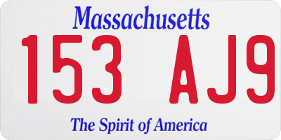 MA license plate 153AJ9
