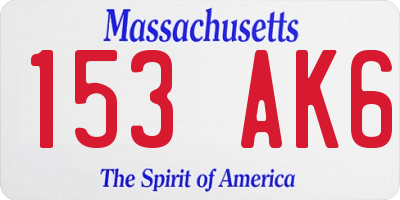 MA license plate 153AK6