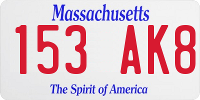MA license plate 153AK8