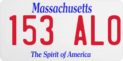 MA license plate 153AL0