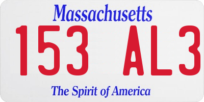 MA license plate 153AL3