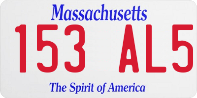 MA license plate 153AL5