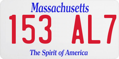MA license plate 153AL7