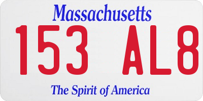 MA license plate 153AL8