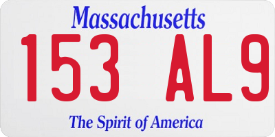MA license plate 153AL9