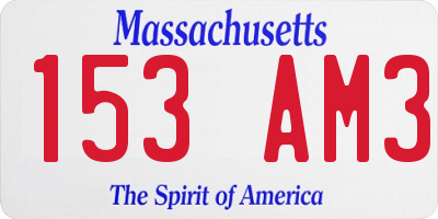 MA license plate 153AM3