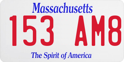 MA license plate 153AM8