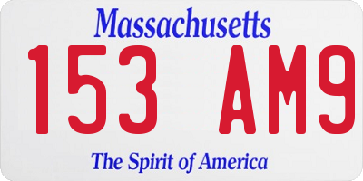 MA license plate 153AM9