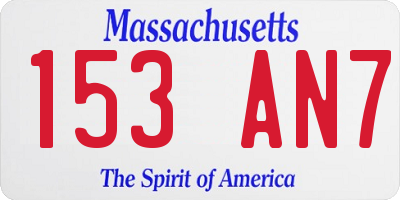 MA license plate 153AN7
