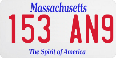 MA license plate 153AN9