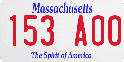 MA license plate 153AO0