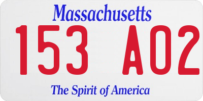 MA license plate 153AO2