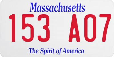 MA license plate 153AO7