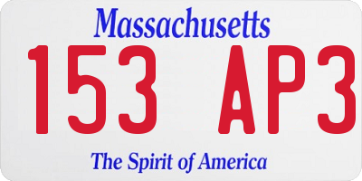 MA license plate 153AP3