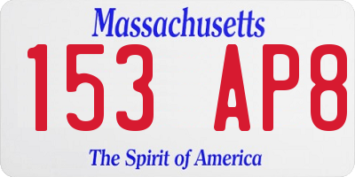 MA license plate 153AP8
