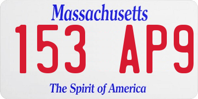 MA license plate 153AP9