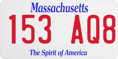 MA license plate 153AQ8