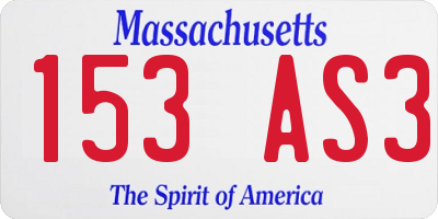 MA license plate 153AS3
