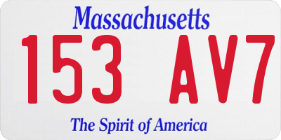 MA license plate 153AV7