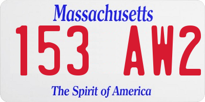 MA license plate 153AW2