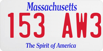 MA license plate 153AW3