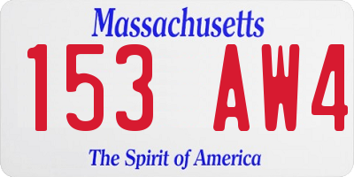 MA license plate 153AW4