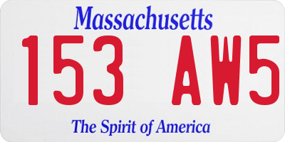 MA license plate 153AW5