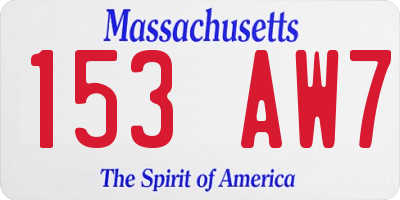 MA license plate 153AW7